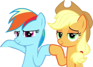 🤚 Rainbow Dash My Little Pony rainbow dash, applejack, my little pony, friendship is magic, cartoon, friendship telegram sticker