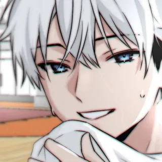 🥛 anime, manga, character, white hair, blue eyes whatsapp sticker