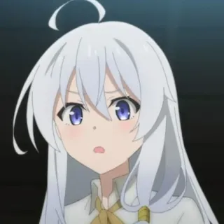🍃 anime, girl, white hair, cute telegram sticker