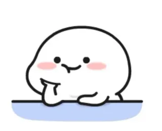 🤔 น่ารัก, คาวาอิ, สติกเกอร์, หยด, สีขาว, ยิ้ม telegram sticker