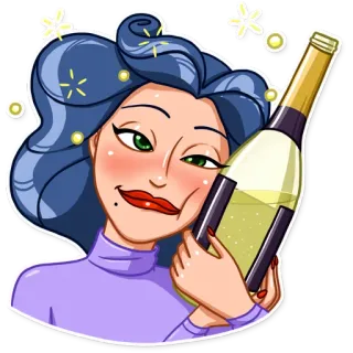 🥴 женщина, бутылка, шампанское, алкоголь, вечеринка, праздник whatsapp sticker