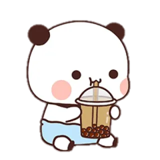 🍰 Panda, Mono, Bubble Tea, Kawaii, Sticker whatsapp sticker