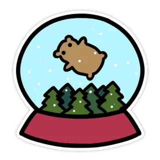 🎄 globo de neve, urso, inverno, árvores, feriado, decoração telegram sticker