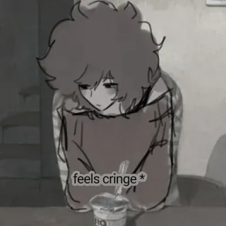 🥢 feels cringe * 痛い, アニメ, 悲しい, 表情, エモい, イラスト, スケッチ telegram sticker