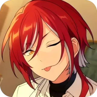 😋 anime, cabelo ruivo, piscadela, mostrando a língua, personagem, retrato whatsapp sticker