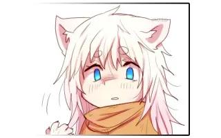 😳 Аниме, Каваи, Кот, Кошачьи уши, Манга, Милый, Чиби telegram sticker