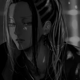 🖤 anime, manga, portrait, art, illustration, black and white whatsapp sticker