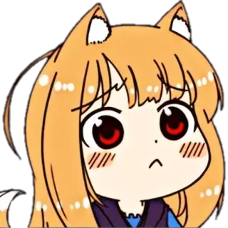 🤔 Anime, Kawaii, Smutny, Dziewczyna, Uszy, Słodki, Kreskówka telegram sticker