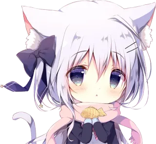 😶 Anime, Catgirl, Süß, Kawaii, Manga, Chibi, Neko, Cartoon telegram sticker