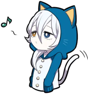 🎶 Anime, Kot, Chibi, Słodkie, Kawaii, Kocie uszy, Muzyka telegram sticker