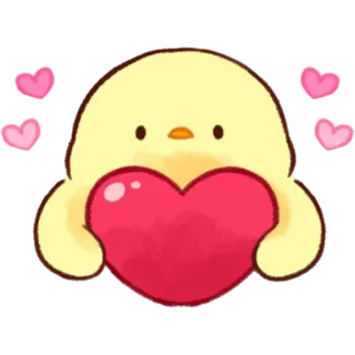 🤩 pollito, pájaro, corazón, amor, lindo, kawaii, animal whatsapp sticker