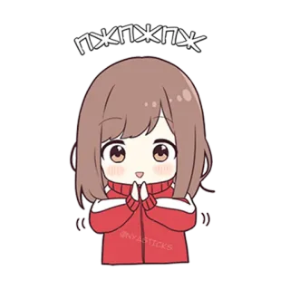 🙏 пжпжпж Аниме, Милый, Девушка, Каваий, Наклейка telegram sticker