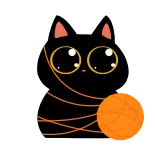 🙂 cat, kitten, animal, pet, cute, black cat, yarn, ball telegram sticker