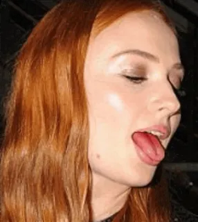 😛 woman, redhead, portrait, tongue telegram sticker