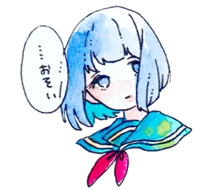 😕 … おそい Anime, Cô gái, Màu nước, Dễ thương, Manga, Nhật Bản telegram sticker