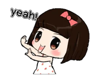 🙌 yeah! Cartoon, Mädchen, Süß, Fröhlich, Yeah telegram sticker