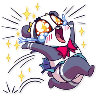 ✨ Панда, Аниме, Милый, Кавай, Блестящий, Матроска whatsapp sticker