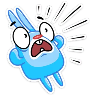 😳 cartoon, sticker, blauw, konijn, geschrokken, verrast, cartoonfiguur telegram sticker