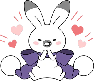😏 coelho, fofo, kawaii, corações, anime, animal telegram sticker