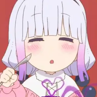 🦋 Kanna Kamui Miss Kobayashi's Dragon Maid Аниме, Милый, Каваий, Еда, Кушать telegram sticker
