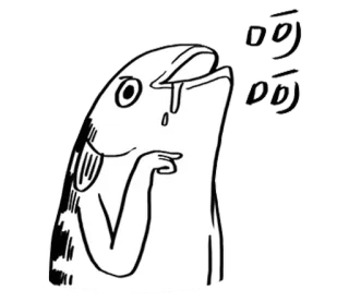 🐈 呵 рыба, думает, Мем, мультфильм, смешно, шутка whatsapp sticker