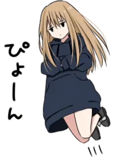💨 ぴよーん 动漫, 女孩, 可爱, 卡通, 帽衫 whatsapp sticker