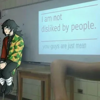 🌊 Giyu Tomioka Demon Slayer I am not disliked by people. you guys are just mean Anime, Karakter, Meme, Demon Slayer, Giyu Tomioka telegram sticker