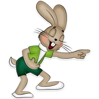 😂 การ์ตูน, กระต่าย, บันนี่, มีความสุข, ชี้ whatsapp sticker