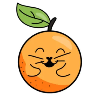 🍊 สีส้ม, ผลไม้, น่ารัก, การ์ตูน, สติกเกอร์ telegram sticker