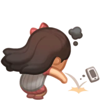 😡 marah, frustrasi, ponsel pintar, kartun, gadis, melempar telegram sticker
