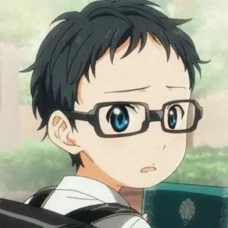 😳 Your Lie in April Anime, Chłopak, Okulary, Postać, Uroczy telegram sticker