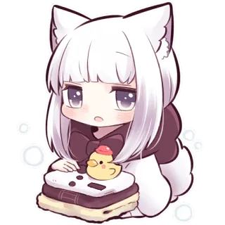 🍰 Аниме, Чиби, Милый, Каваий, Кошачьи ушки, Девушка telegram sticker