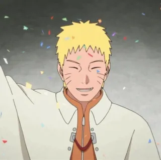 💛 Naruto Uzumaki Naruto Аниме, Наруто, Узумаки, Праздник, Конфетти, Счастливый, Улыбающийся telegram sticker