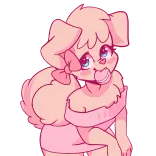 🎾 Desenho animado, Animal, Cachorro, Fofo, Rosa, Personagem, Laço telegram sticker