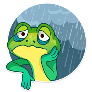 😥 frog, sad, rain, melancholy, cartoon, weather, animal telegram sticker
