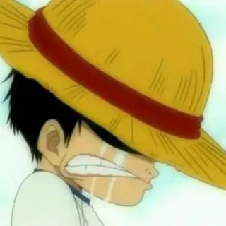 👒 Luffy One Piece ワンピース, アニメ, モンキー・D・ルフィ, 泣く, エモい, 麦わら帽子 telegram sticker
