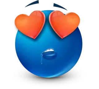 😍 Emoji, Ojos de corazón, Azul, Amor, Babeando whatsapp sticker