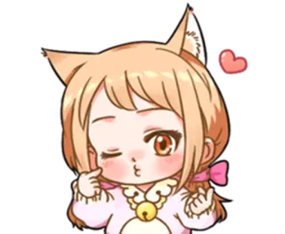😘 anime, ragazza gatto, carino, kawaii, chibi whatsapp sticker