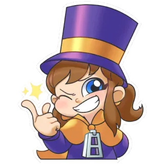 👍 Hat Kid A Hat in Time hat kid, a hat in time, videojuego, dibujos animados, guiño telegram sticker