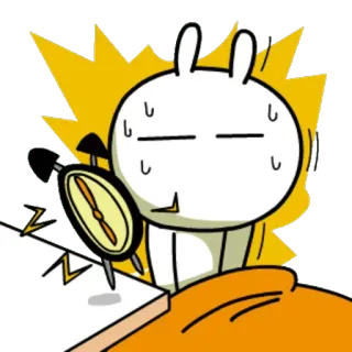 😴 conejo, despertador, sueño, dibujos animados, cama, despertar telegram sticker