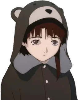 😔 anime, cartoon, character, girl, cute, bear, hoodie telegram sticker