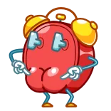 👉 alarm clock, clock, cartoon, illustration, red, time telegram sticker
