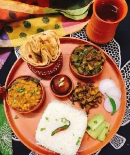 🍝 food, meal, indian cuisine, rice, vegetables, curry, roti telegram sticker