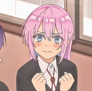 😳 anime, girl, pink hair, angry, cartoon, school uniform telegram sticker