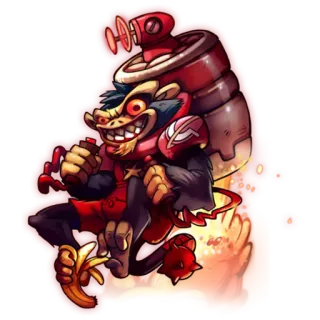 🐵 scimmia, cartone animato, razzo, banana, diavolo telegram sticker