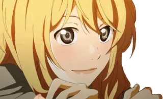 🙂 anime, ragazza, capelli biondi, cartone animato, sorridente, carina telegram sticker