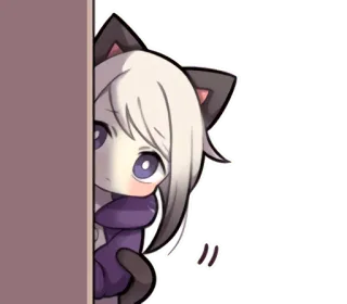 👀 Anime, Manga, Oreilles de chat, Mignon, Kawaii, Qui regarde, Autocollant whatsapp sticker