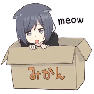 🥰 meow Аниме, Девушка-кошка, Коробка, Милый, Манга telegram sticker