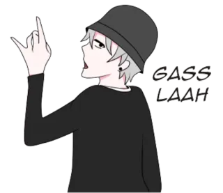 🤘 Gass Laah Anime, Cara, Desenho animado, Adesivo, Personagem telegram sticker