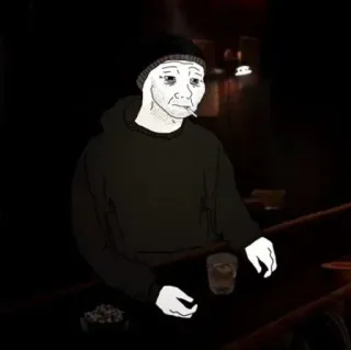 🕸 Wojak Wojak, meme, sad, depressed, drinking, cigarette telegram sticker